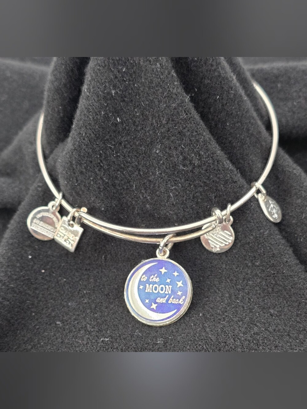 Alex & Ani Silver-tone 'To the Moon and Back' Charm Bangle Bracelet